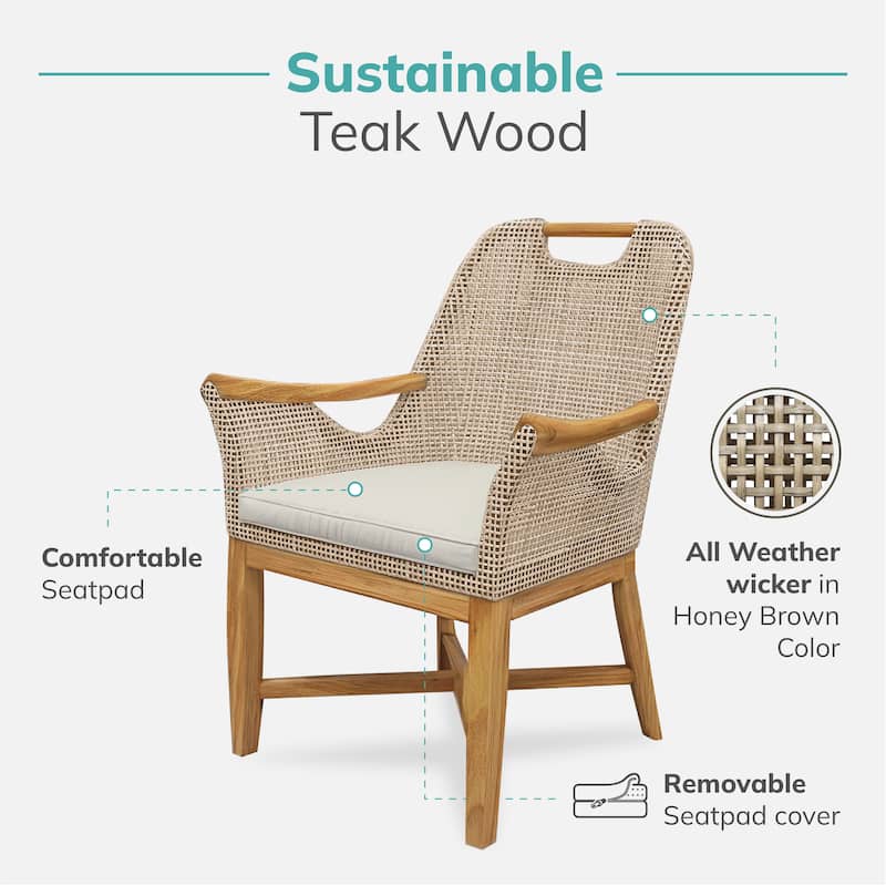Cambridge Casual Sydney 2-piece Teak Wood Outdoor Dining Armchair