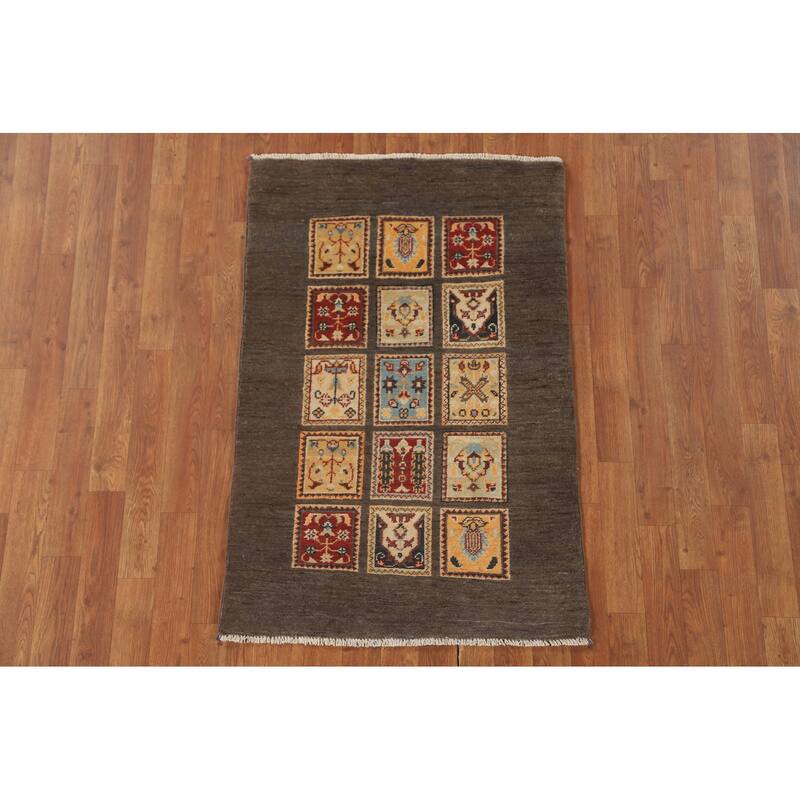 Brown Kazak Accent Rug Handmade Wool Carpet - 2'7" x 4'0"