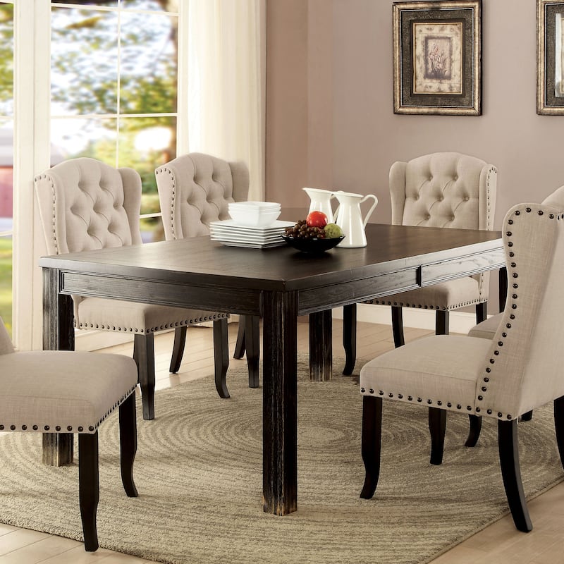 Furniture of America Tays Contemporary Black Solid Wood Dining Table
