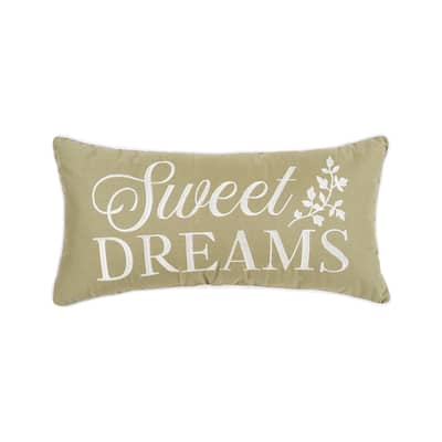 Sweet Dreams Botanical Embroidered Throw Pillow