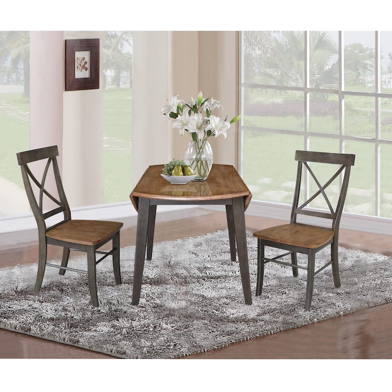 42" Solid Wood Round Dual Drop Leaf Table with Dining Chairs
