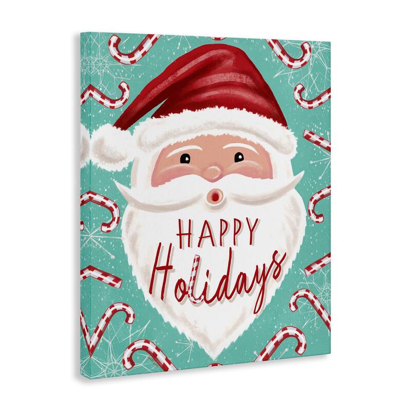 Stupell Jolly Santa & Candy Canes Canvas Wall Art Design By Elizabeth Tyndall