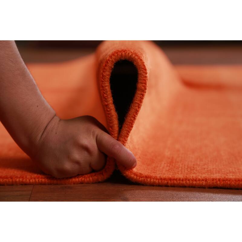 Hand Knotted Oriental 100% Wool Carpet Modern Solid Oranges & Rust Gabbeh Area Rug - 9' 5'' X 6' 3''