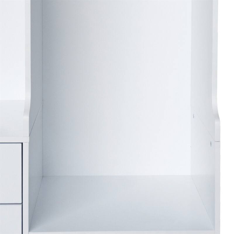 Open Style Wardrobe Closet with 3 Large Storage Drawers and Hanging Rods, Modern Armoire Clothing Organizer with Storage Shelves