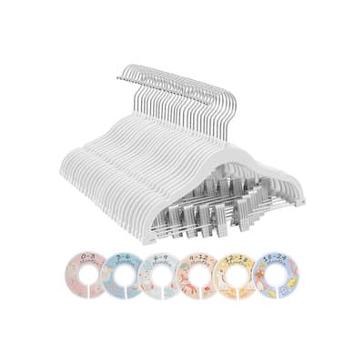 30 Packs Baby Hangers with Clips Baby Hangers with 6 Clothes Dividers - 11.8”W x 7.8”H