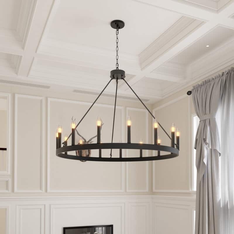 Acroma 15-light Modern Farmhouse Round Wagon Wheel Chandelier