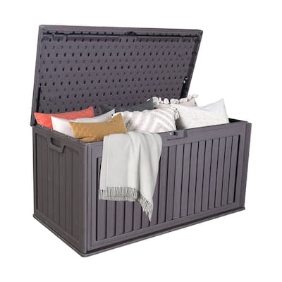 100 Gallon Outdoor Resin Plastic Deck Storage Box with Side Handles - 100-Gallon