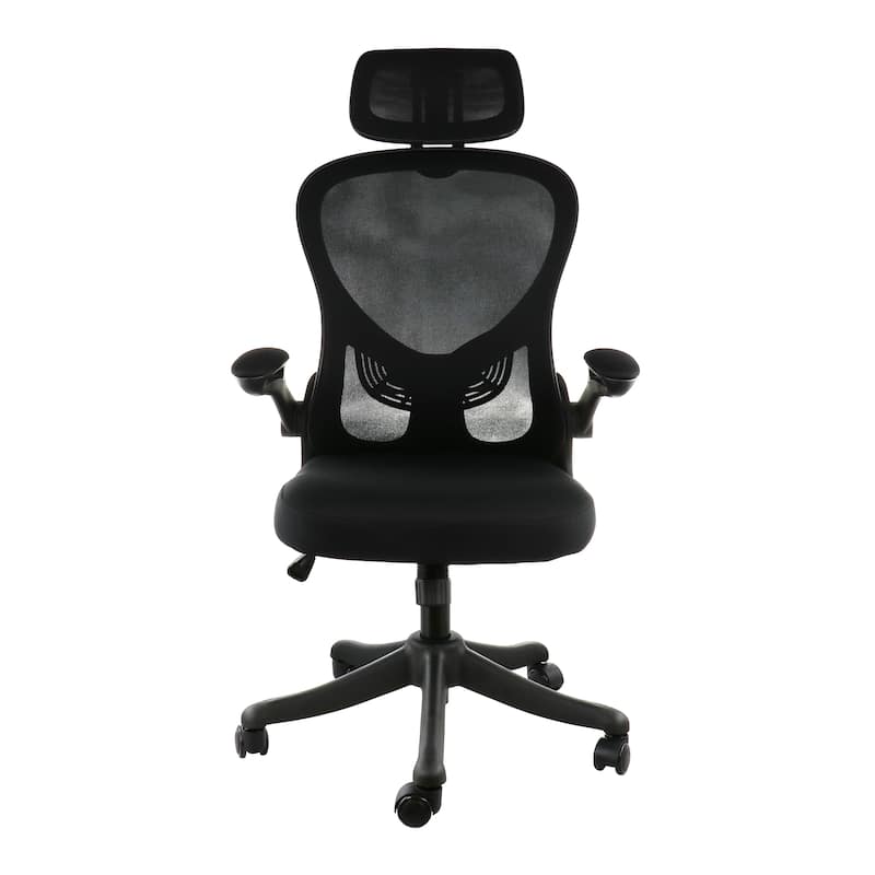 Elama High Back Adjustable Mesh and Fabric Office Chair in Black and Gray with Adjustable Head Rest