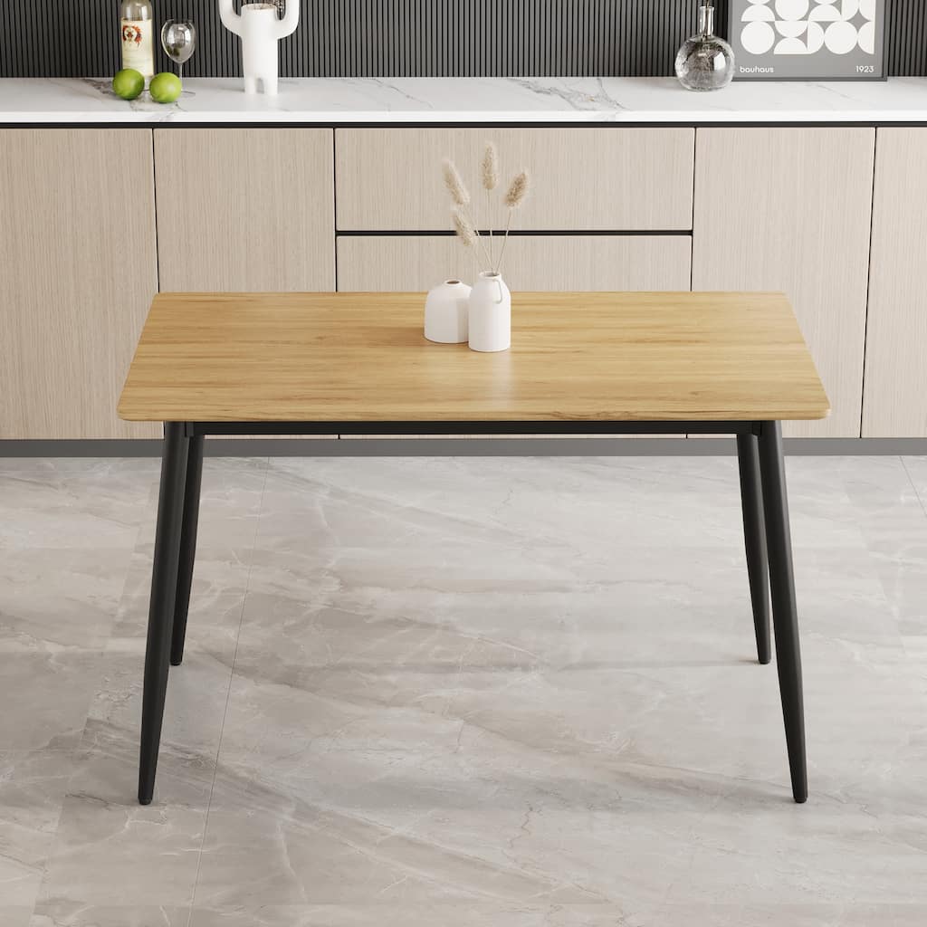 Modern minimalist MDF grain tabletop dining table, stylish dining table, kitchen dining table, sturdy and durable, easy