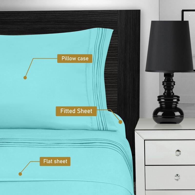 Superior Embroidered Microfiber Deep Pocket Bed Sheet Set
