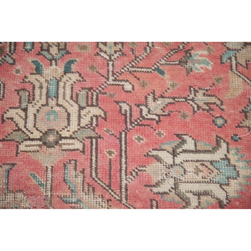 Hand Knotted Oriental 100% Wool Carpet Traditional Medallion Pink Tabriz Area Rug - 12' 4'' X 9' 5''