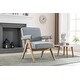 preview thumbnail 4 of 13, Fabric Leisure Chair with Solid Wood Armrest and Feet
