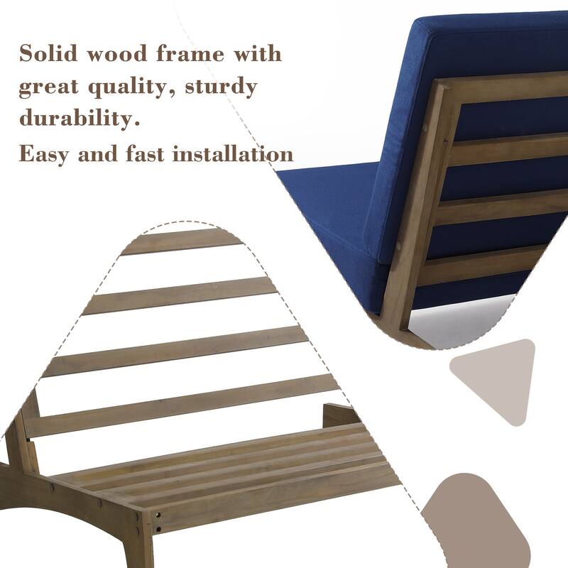 4 Set Outdoor Patio Teak Wood Club Chairs Loveseat with Cushion