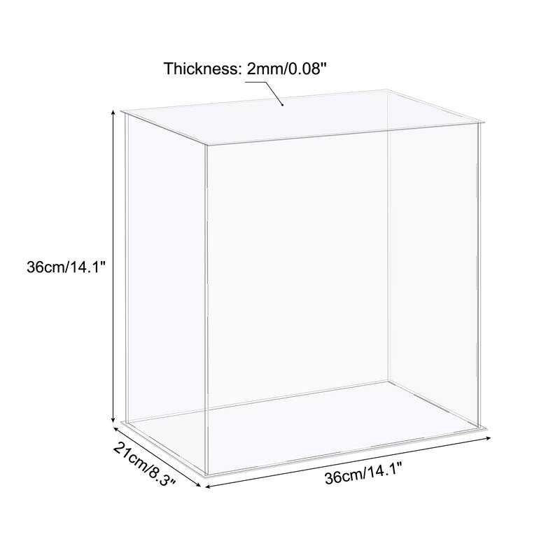 Acrylic Display Case Plastic Box Storage Box Clear Assemble Showcase - 14.1x8.3x14.1 Inch