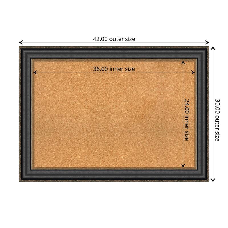 Thomas Black Bronze Framed Natural Corkboard Bulletin Board - Board Size 36x24