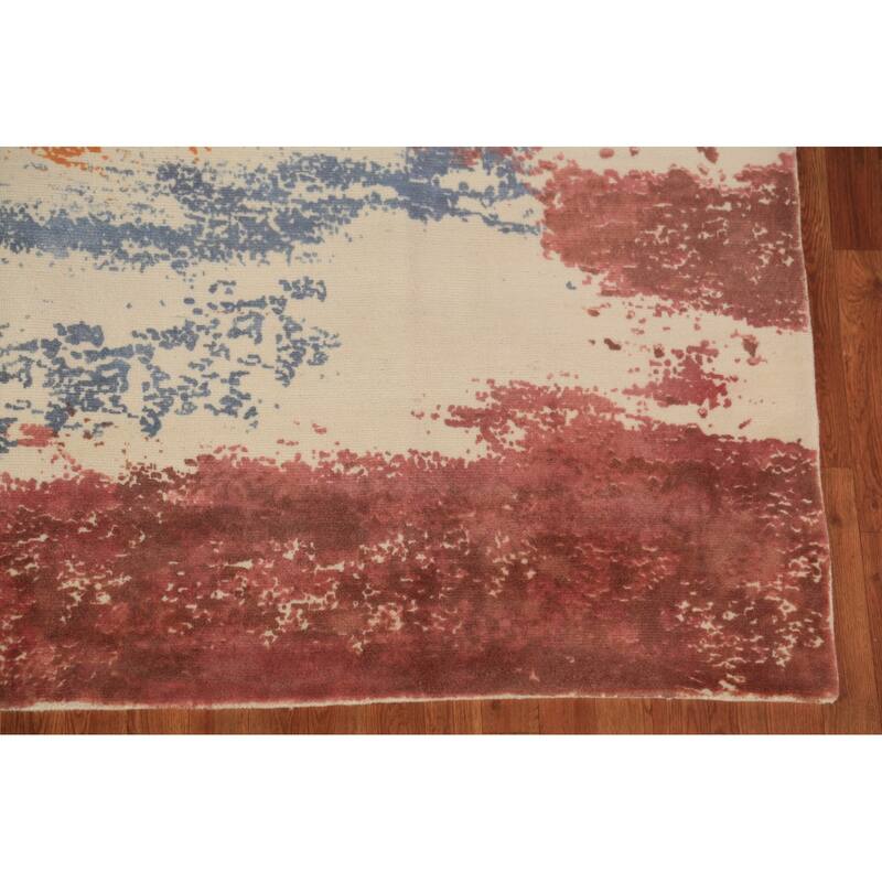 Pictorial Modern Abstract Indian Area Rug Hand-Knotted Wool Carpet - 8'1"x 10'11"