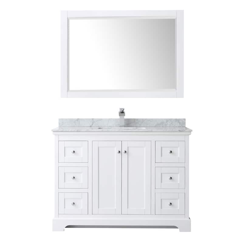 Avery 48-inch Single Vanity, Marble Top, Square Sink, 46-inch Mirror