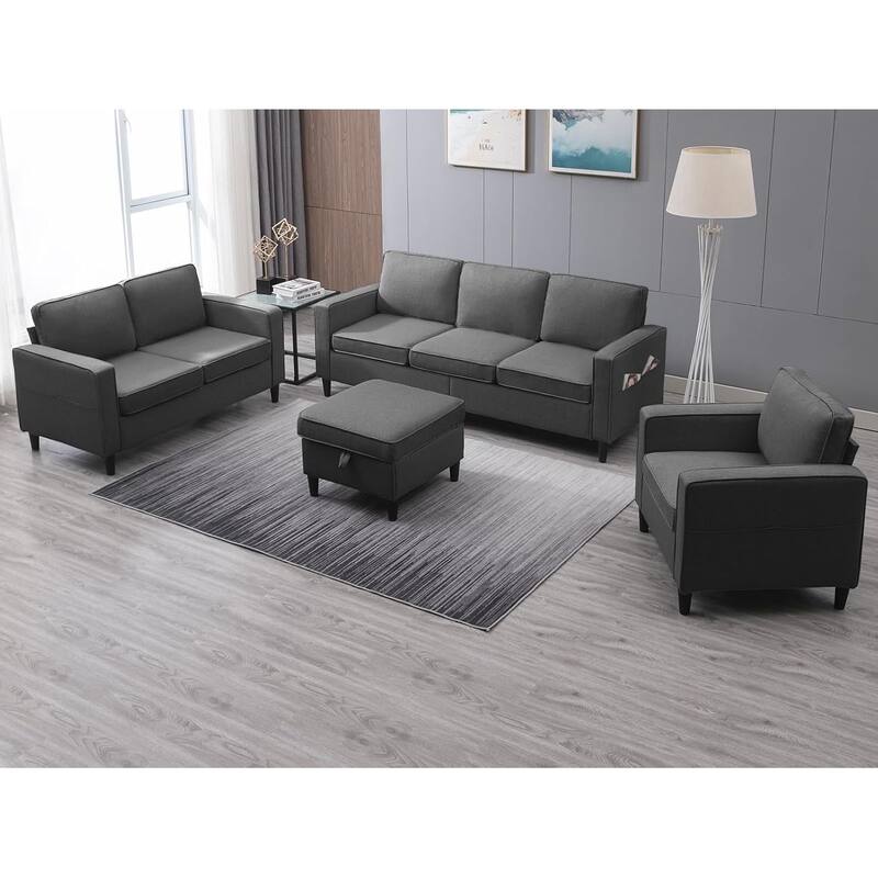 Mixoy Convertible Living Room Furniture Set-Single Sofa/Loveseat/3-Seat Sofa with Ottoman for DIY Combination
