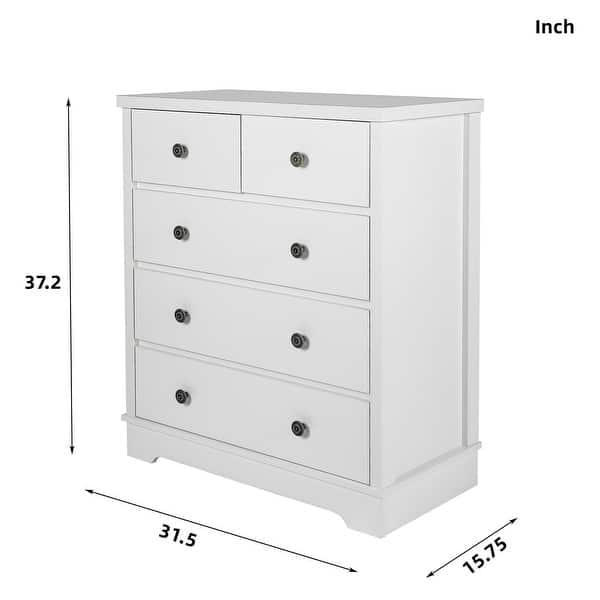 5 Drawer Chest, Dressers for Women 5 Drawers Chest of Drawer Antique White Solid Wood Bed Bath