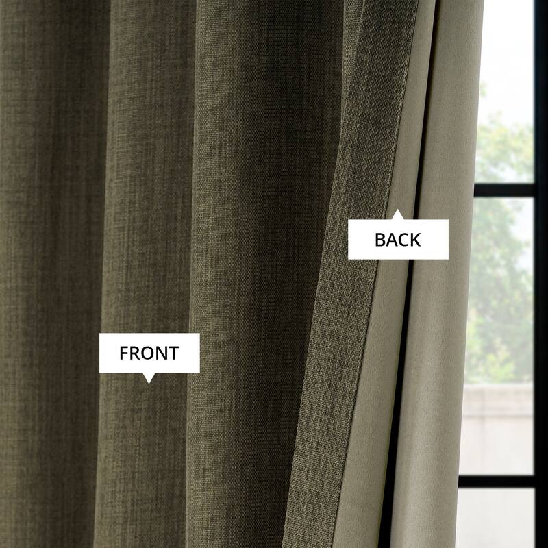 Exclusive Fabrics Grommet Textured Faux Linen Room Darkening Curtains for Bedroom & Living Room Curtains (1 Panel)