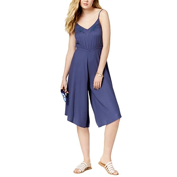 blue cropped jumpsuit