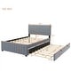 preview thumbnail 3 of 19, 58.1" Velvet Upholstered Platform Bed with Twin Size Trundle