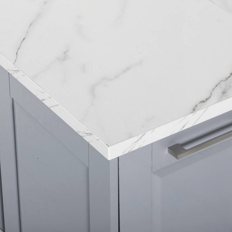 Kitchen Island with Storage Tilt Trash Can Cabinet and Pull Out Cabinet Organizer