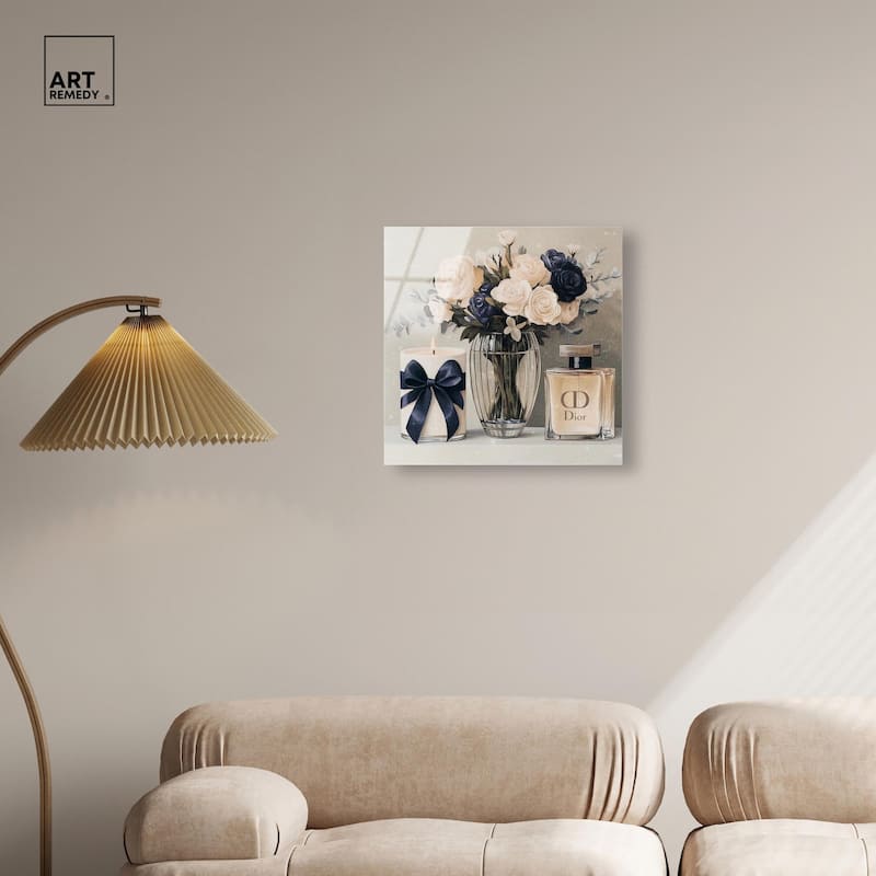 Ivory Perfume Flowers in Vase Acrylic by Art Remedy, Ready to Hang