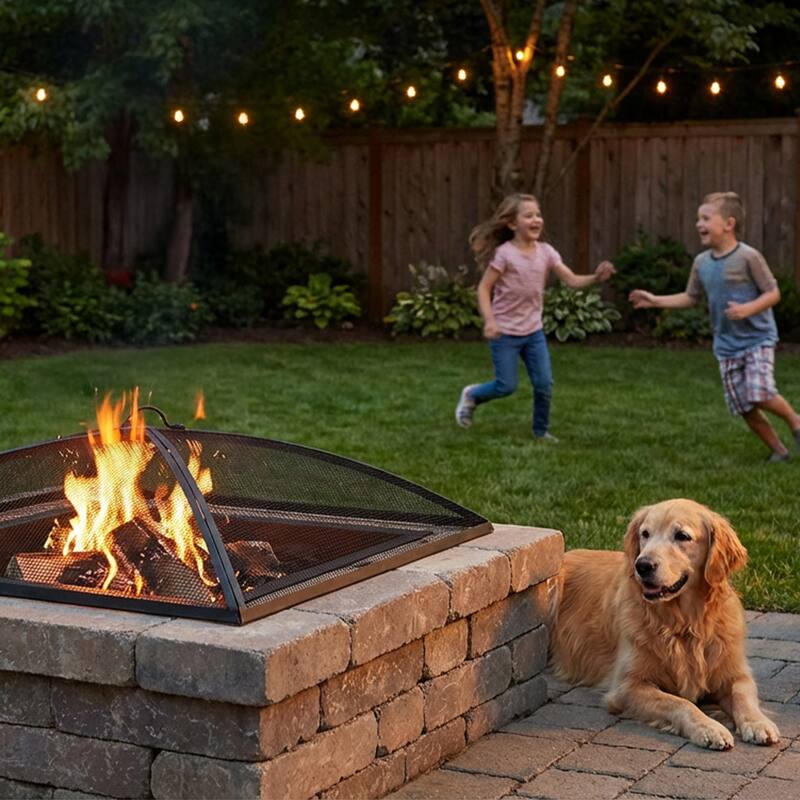 Sunnydaze Square Outdoor Fire Pit Spark Screen - 40" Square
