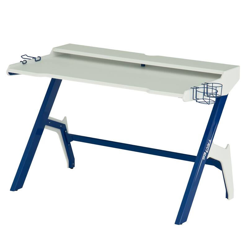 Sport Ergonomic Computer Gaming Desk Workstation with Cupholder & Headphone Hook, Red