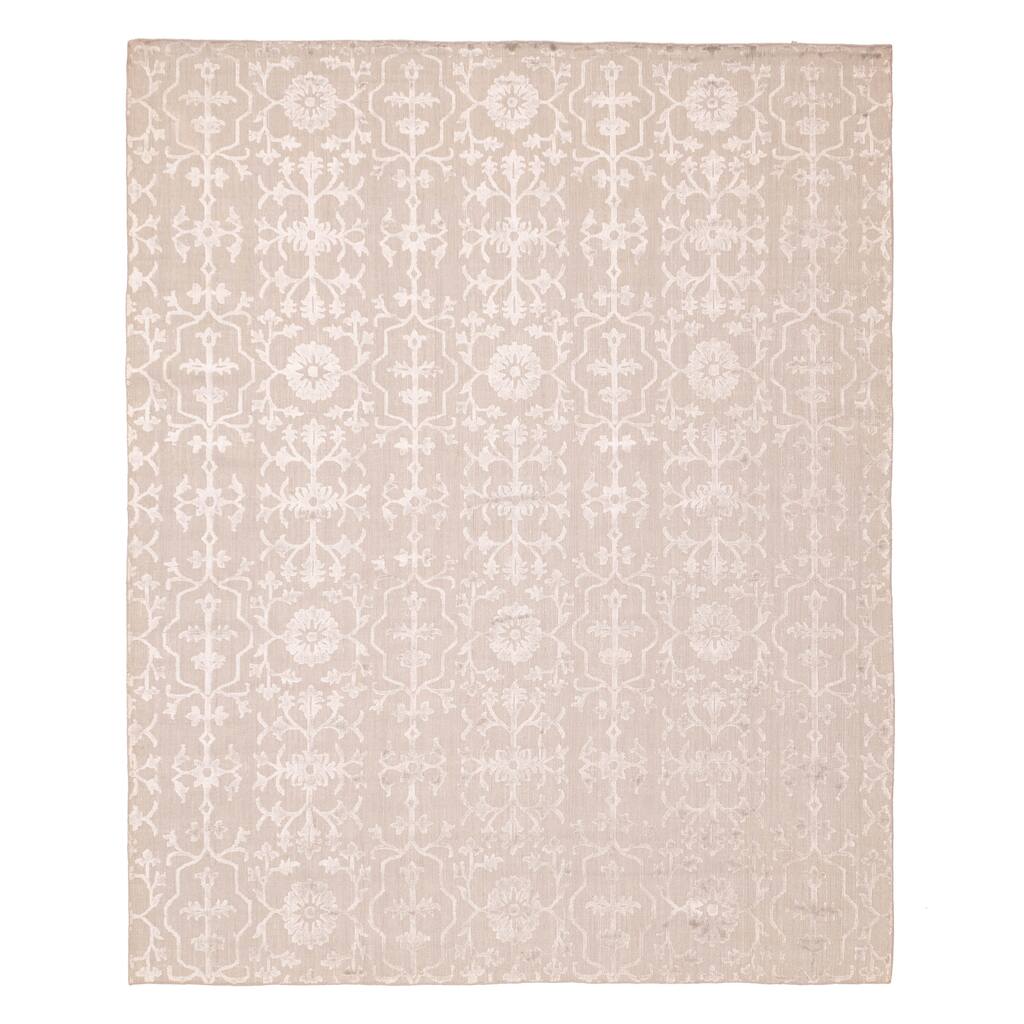 ECARPETGALLERY Hand Loomed Elysian Light Grey Viscose, Wool Rug - 8'3 x 9'9