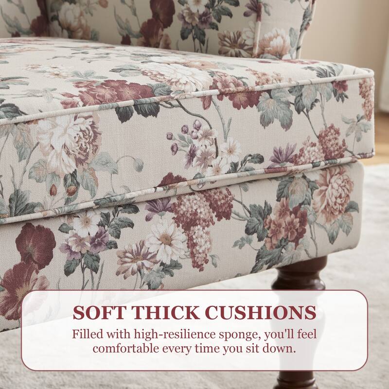 Accent Armchair with Turned Legs Set of 2 Blue/ Beige / Grey