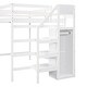 preview thumbnail 17 of 32, Full Size Loft Bed with Built-in Storage Wardrobe and Staircase,White/Gray