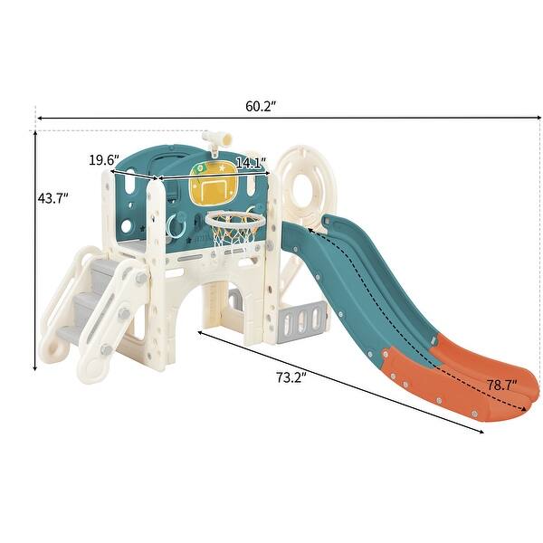 dimension image slide 2 of 4, Kids Slide Playset Structure 7 in 1 with Slide and Basketball Hoop