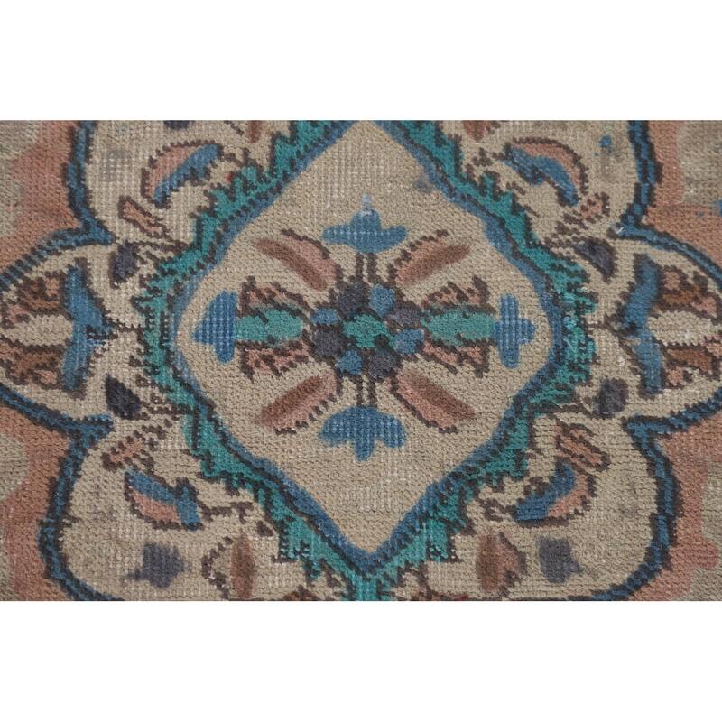 Over-Dyed Tabriz Persian Vintage Area Rug Handmade Beige Wool Carpet - 6'9"x 9'1"