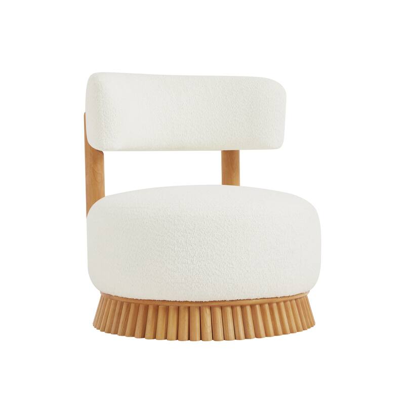 Armless Accent Chair for Living Room, Modern Slipper Vanity Chair with Wooden Base, Upholstered Bedroom Chair