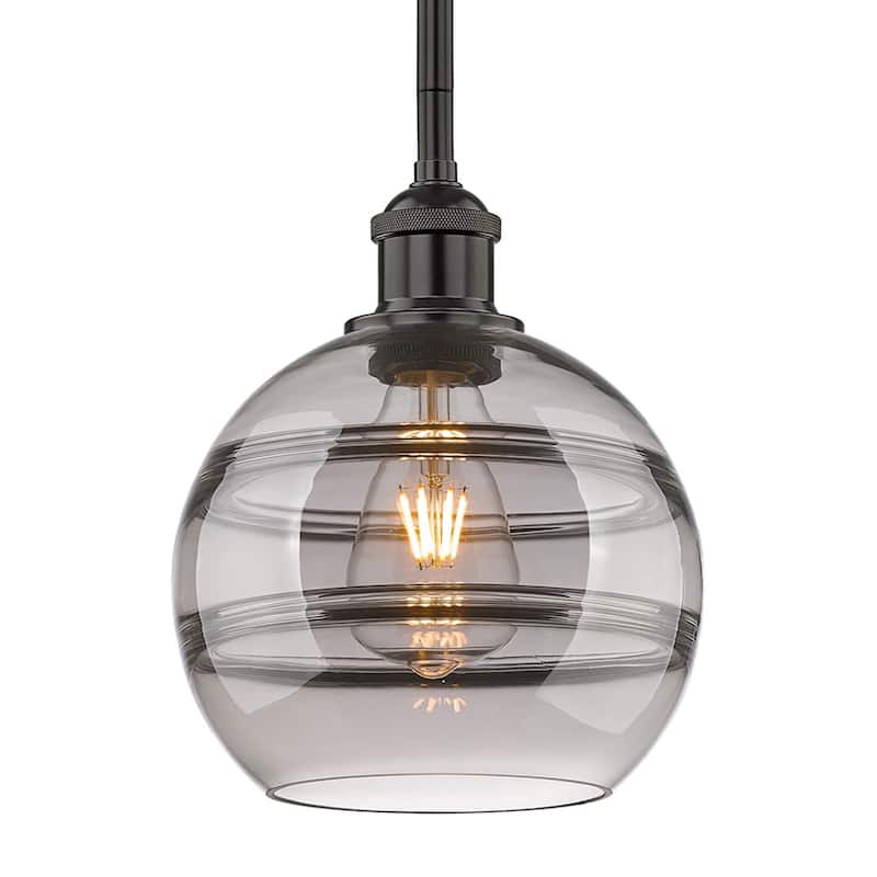 Innovations Lighting 616-1S 9 8 Rochester Pendant Rochester 8" Wide - Matte Black / Light Smoke