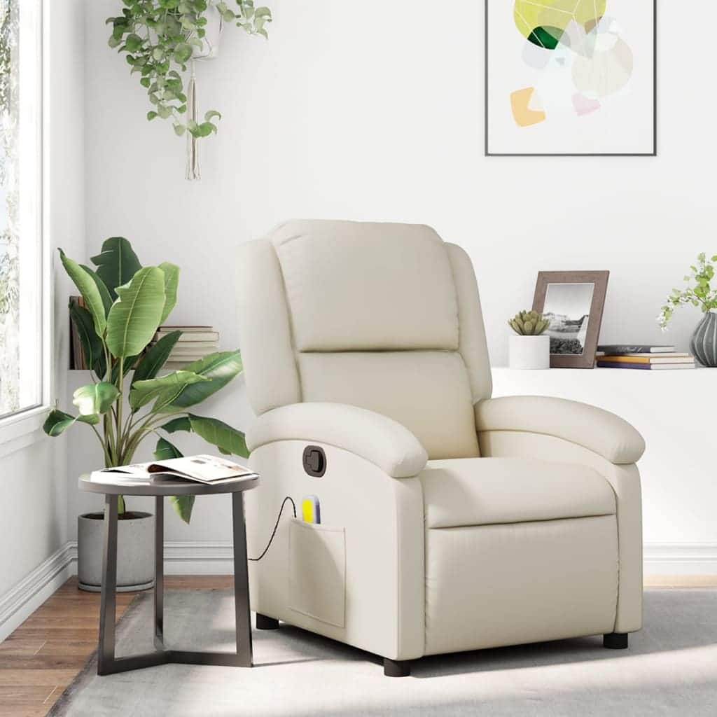 vidaXL Massage Recliner Chair Faux Leather, Metal, Plywood Standard