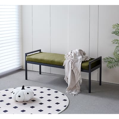 Porthos Home Rue Teddy Fabric Upholstered Bench with Steel Legs