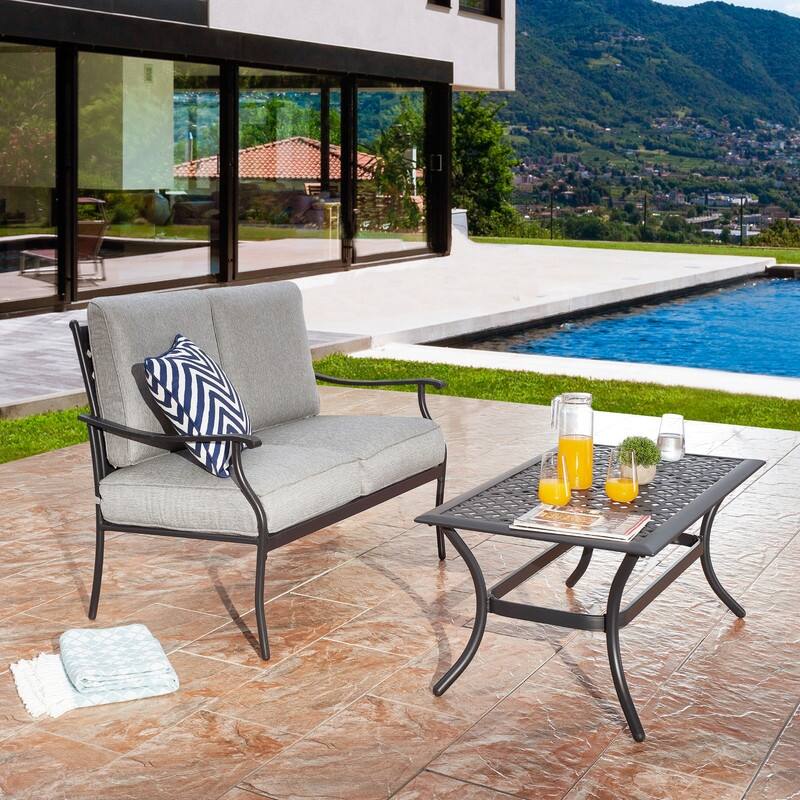 Patio Festival 2-Piece Outdoor Loveseat and Coffee Table Set