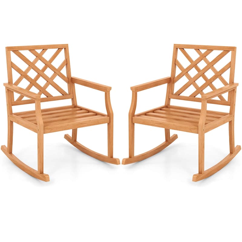 1/2PCS Teak Wood Rocking Chair Oversized Porch Rocker Rocker Chair - 2PCS