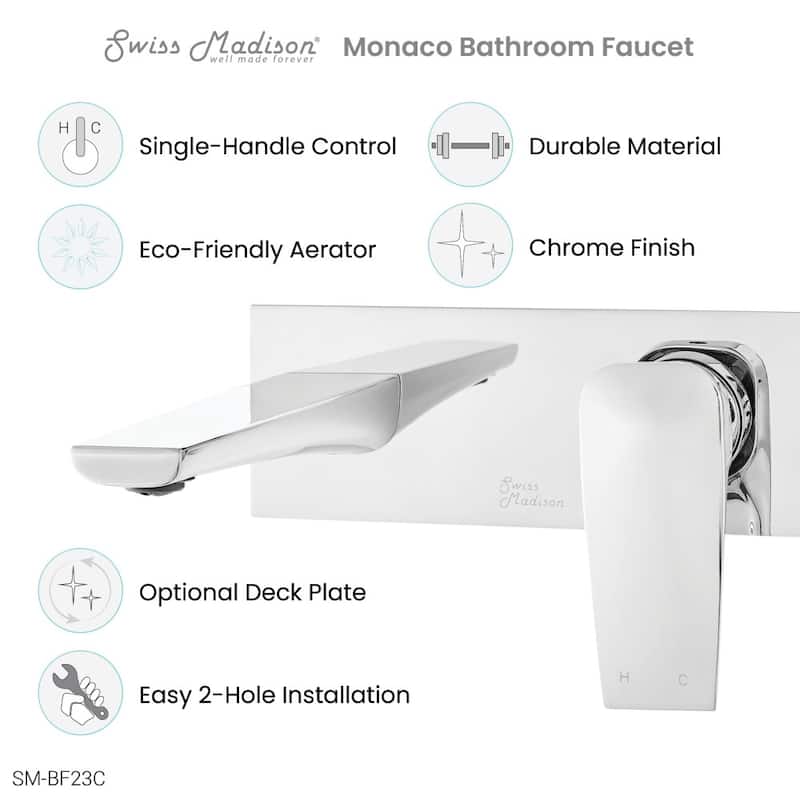 Monaco Single-Handle Wall-Mount Bathroom Faucet