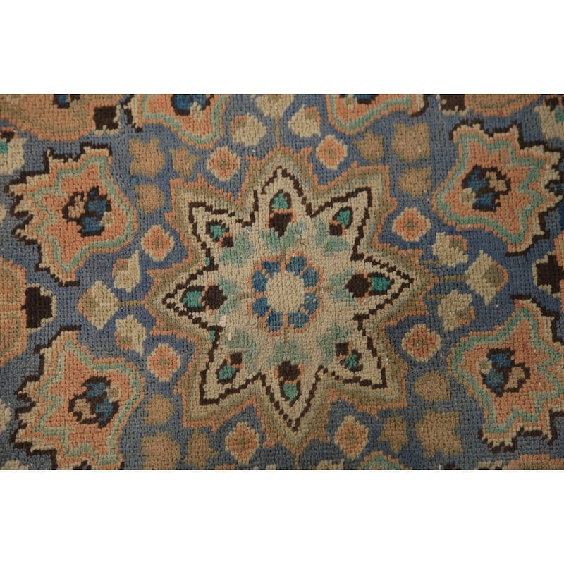 Floral Orange Mashad Persian Area Rug Hand-Knotted Wool Carpet - 9'7"x 12'7"