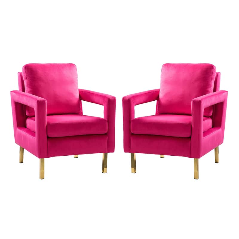 Valentina Modern Upholstered Accent Armchair with Gold Legs Set of 2 by HULALA HOME