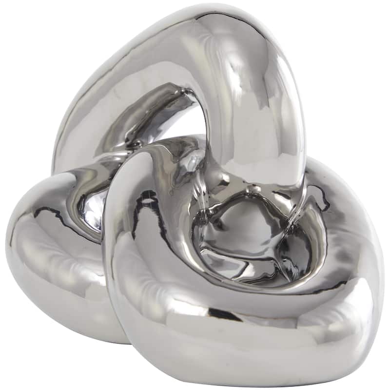 Ceramic Chain 3 Link Decorative Sculpture - Gold, Silver - Roche River Decor - Silver
