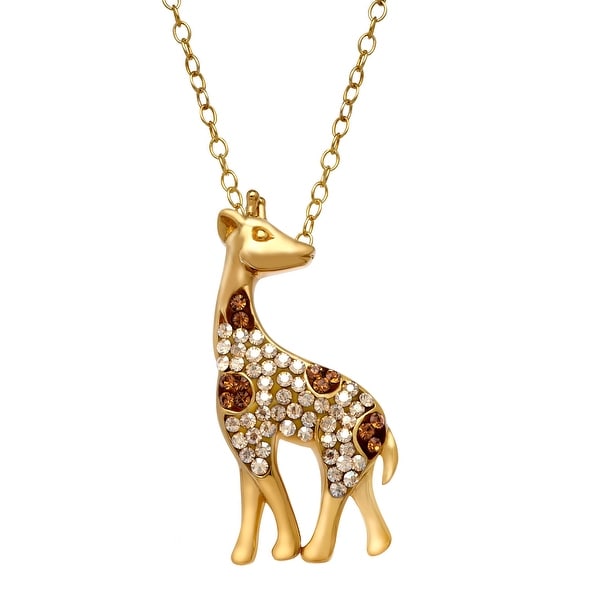 Crystaluxe Giraffe Pendant with Swarovski elements Crystals in 14K Gold-Plated Sterling Silver