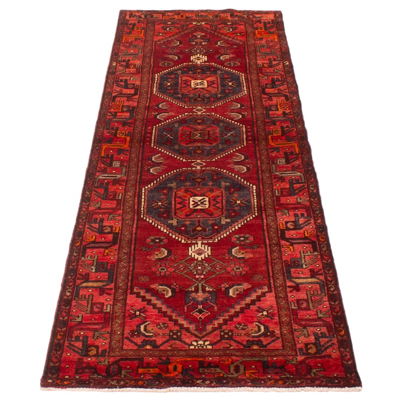 ECARPETGALLERY Hand-knotted Andelz Red Wool Rug - 3'5 x 9'9