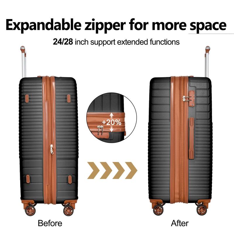3 Piece Hardshell Luggage Spinner 8 Wheels Suitcase Sets (20"24"28")