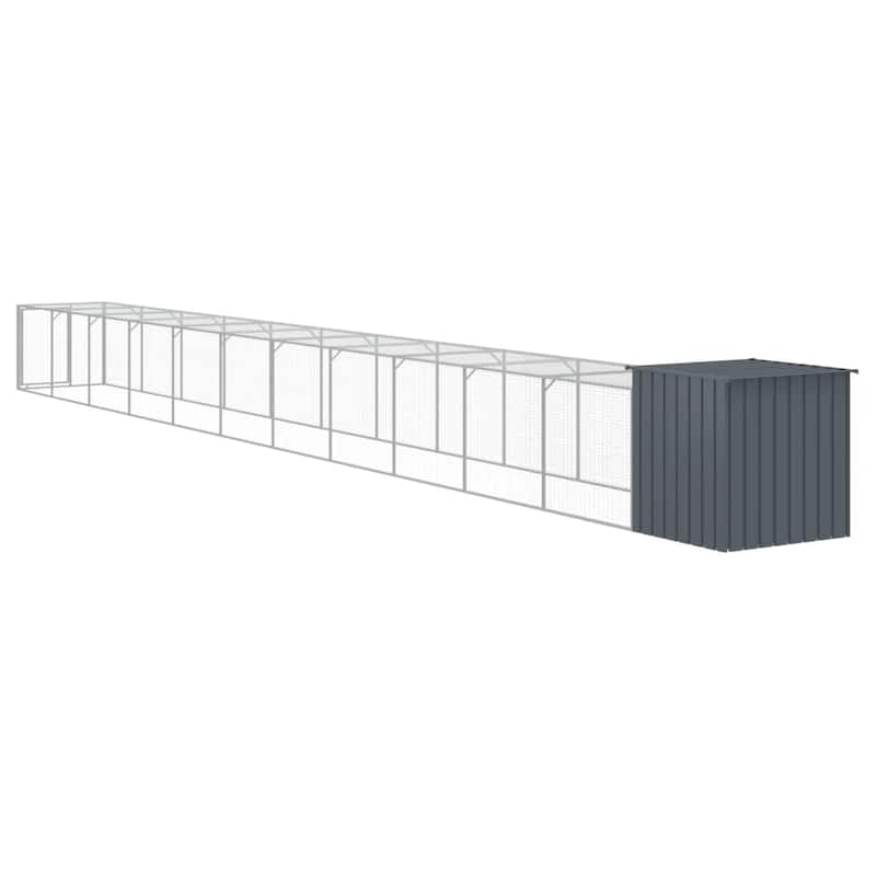 vidaXL Chicken Cage with Run Light Gray/Anthracite multisize Galvanized Steel