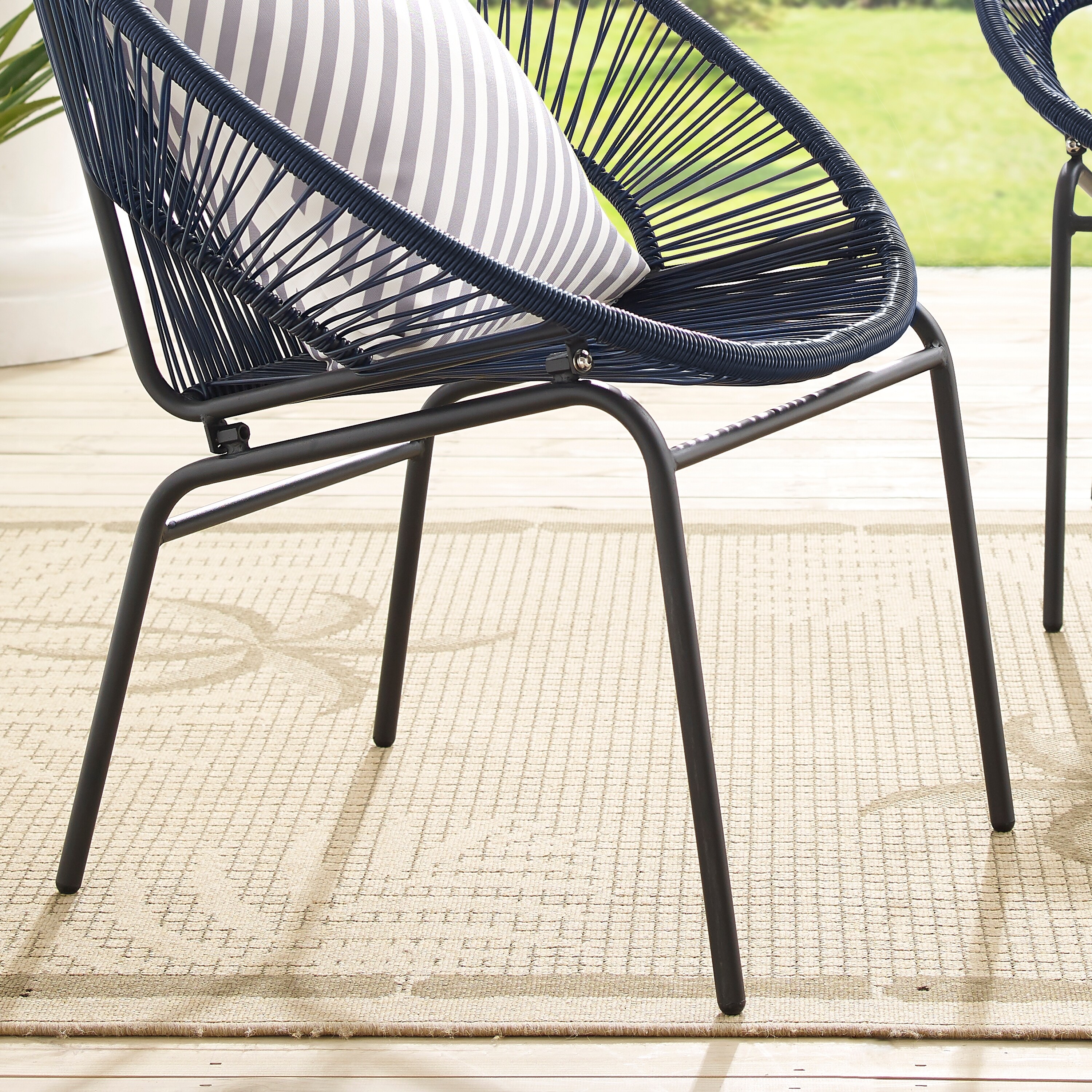 Corvus Sarcelles Woven Wicker Indoor Outdoor Bistro Chairs Set of